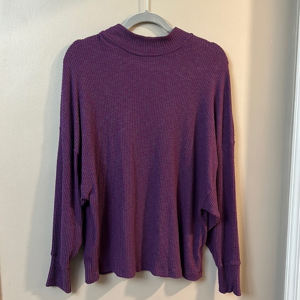 Harlowe & Graham Purple Mock Neck Open Back Sweater